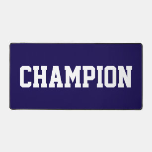 Fun White Text On Deep Navy Blue Desk Mat