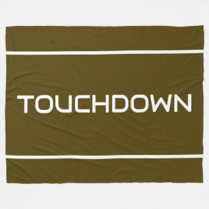Fun White TOUCHDOWN Text Stripes On Athletic Brown Fleece Blanket