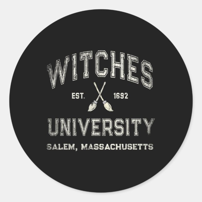 Fun Wiccan WITCHES UNIVERSITY Salem Massachusetts  Classic Round Sticker (Front)