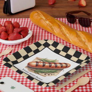 Fun wiener roast grilled hotdog party customisable paper plate