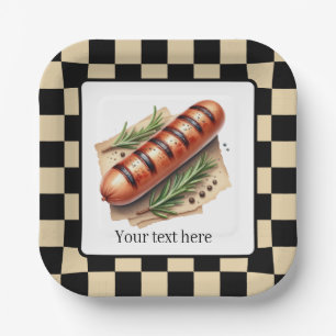 Fun wiener roast grilled hotdog party customizable paper plate
