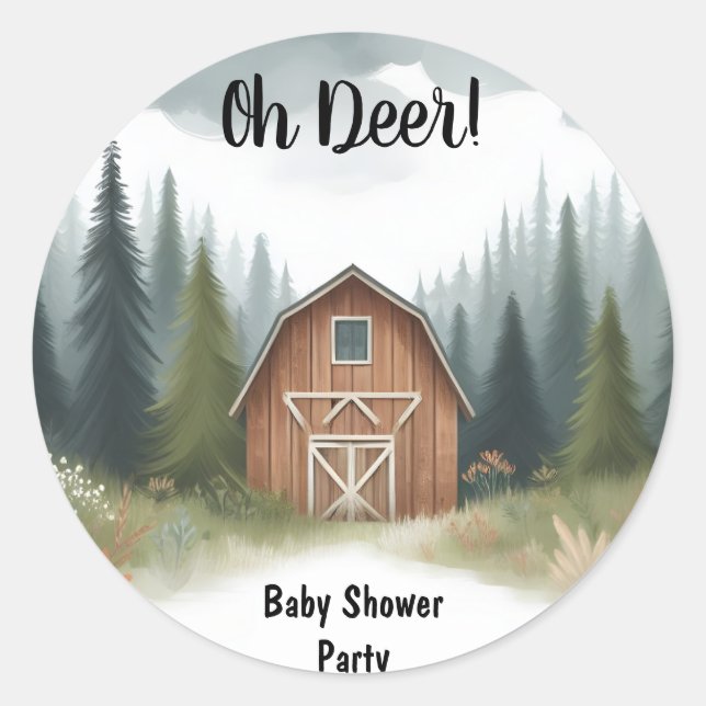 Fun Wild Mother To Be Wood Woodland Baby Shower Classic Round Sticker (Front)