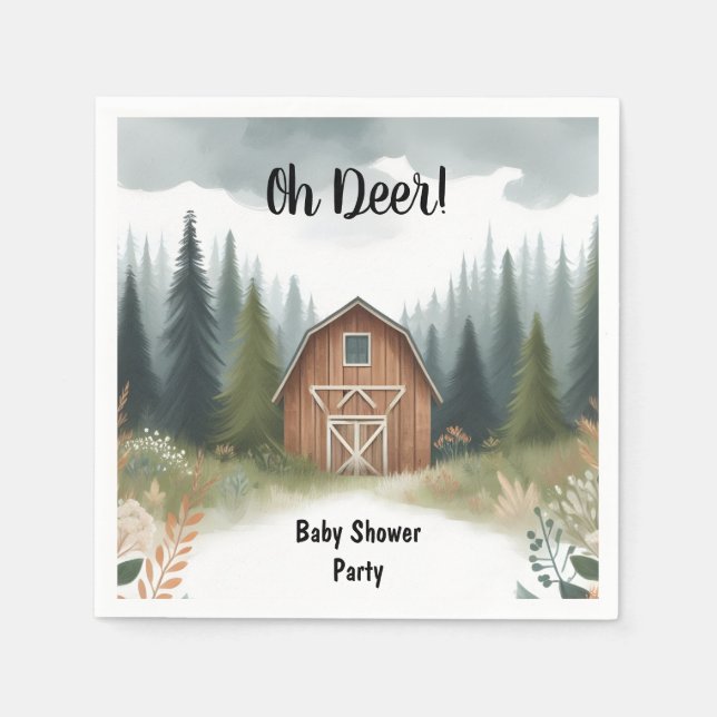 Fun Wild Mother To Be Wood Woodland Baby Shower Napkin (Front)