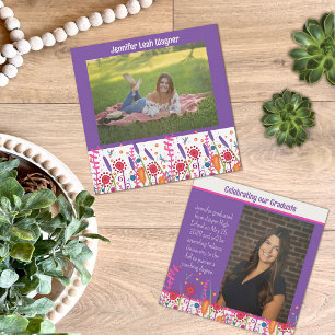 Fun Wildflower Colourful Graduation Custom Photo Invitation