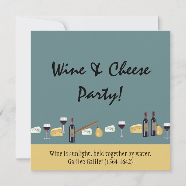 Fun Wine and Cheese Party-with Quote Invitation (Front)