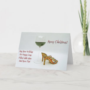 Fun Wine and Shoes Christmas Greeting Card! Holiday Card