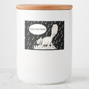 Fun Winking White Cat Piano Keys Music Notes Food Label
