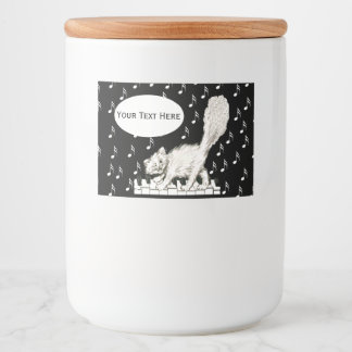 Fun Winking White Cat Piano Keys Music Notes Food Label