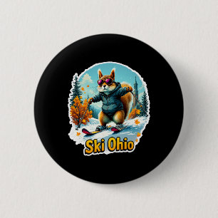 Fun Winter Adventure In Ohio Skiing Squirrel 6 Cm Round Badge