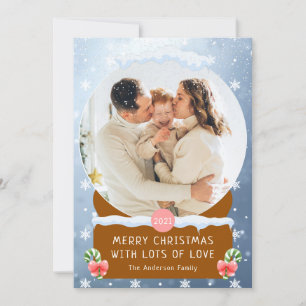 Fun Winter Merry Christmas Snow Globe Photo Card