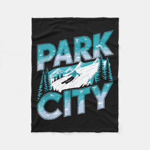 Fun winter sport skiing adventure, park city ski fleece blanket