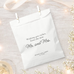 Fun Wishing You Riches Black White Wedding  Favour Bags