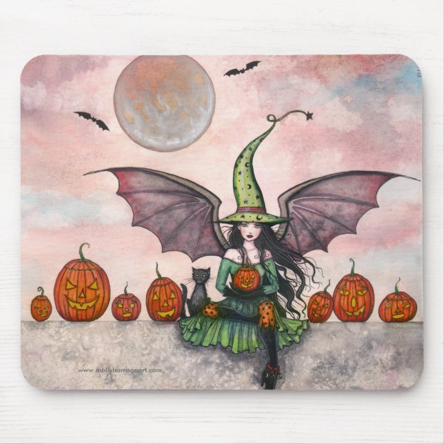 Fun Witch Cat Halloween Mousepad (Front)