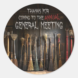 Fun Witchy Broomsticks Halloween Party Thank You Classic Round Sticker