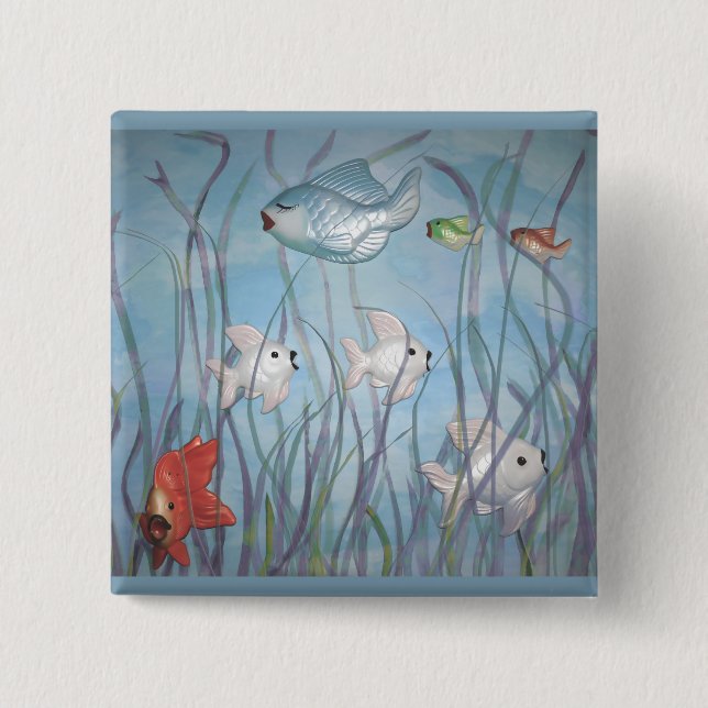 fun with chalkware fish 15 cm square badge (Front)