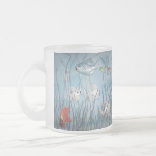 fun with chalkware fish watercolor style frosted glass coffee mug