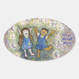 Fun with Fairies Art Custom Oval Stickers
