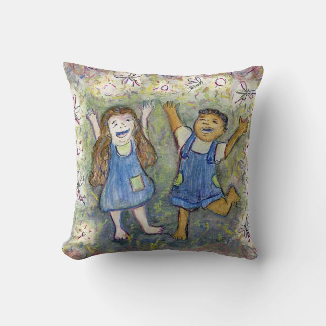 Fun with Fairies Children Art Custom Throw Pillow (Front)