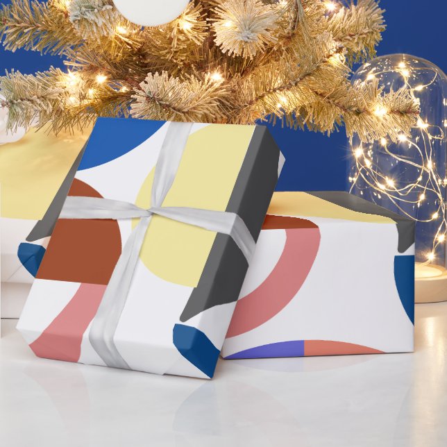 Fun With Geometry Colourful Shapes Name Wrapping Paper (Holidays)