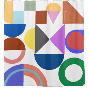 Fun With Geometry Colourful Shapes  Shower Curtain