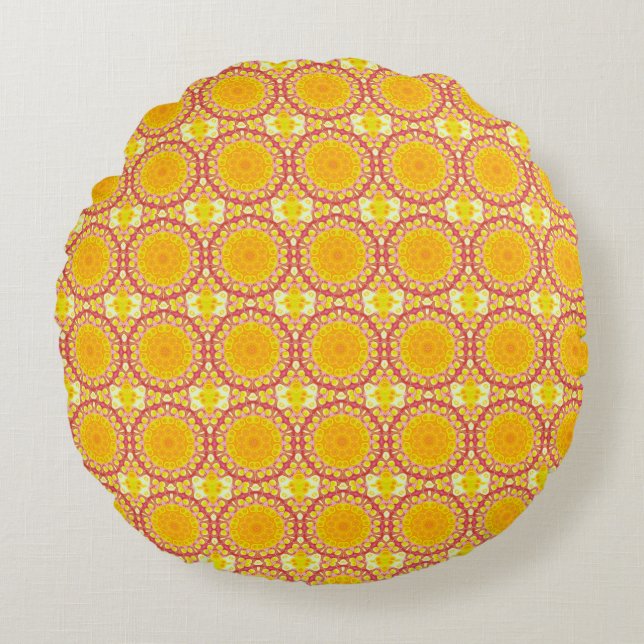 Fun with orange and red round cushion (Front)