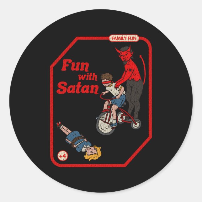 Fun With Satan Childgame Horror Goth Punk Classic Round Sticker (Front)