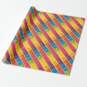 [Fun with Stripes] Pattern #6c Rainbow Hearts Wrapping Paper