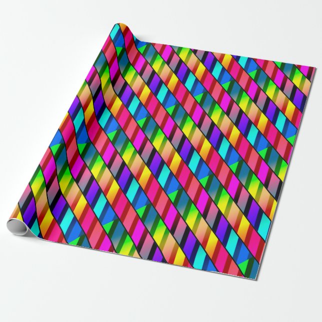 [Fun with Stripes] Pattern #7b Mosaic Rainbow Wrapping Paper (Unrolled)