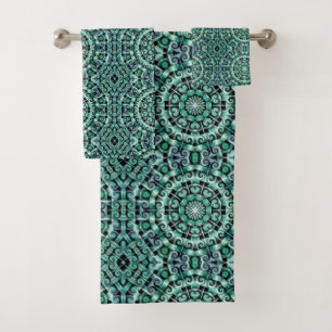 Fun with teal and black bath towel set