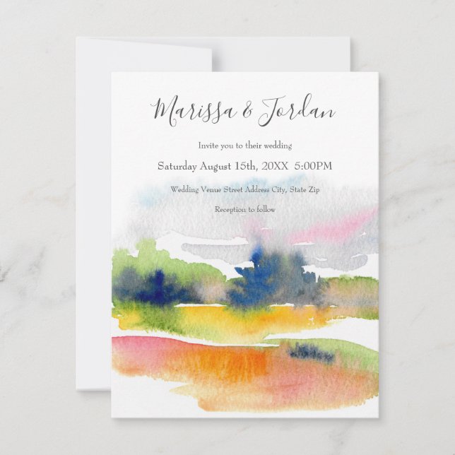 'Fun with Watercolor Brushstrokes' Abstract  Invitation (Front)