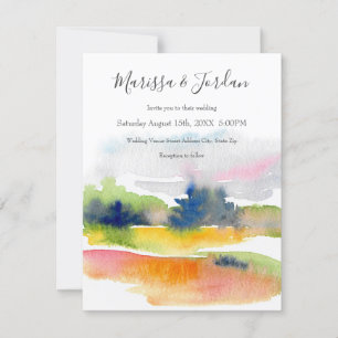 'Fun with Watercolor Brushstrokes' Abstract  Invitation