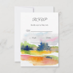 'Fun with Watercolor Brushstrokes' Abstract RSVP Card