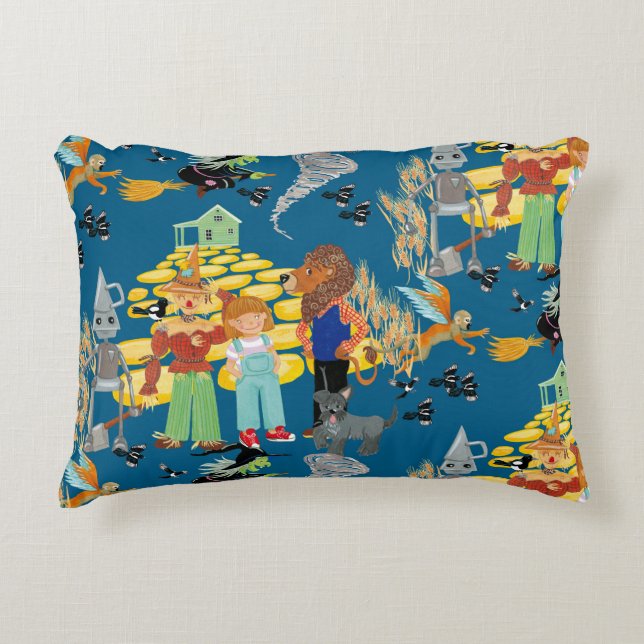 Fun Wizard of Oz on blue children's design Decorative Cushion (Front)