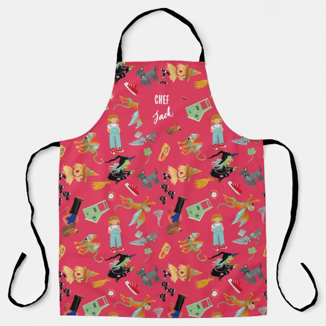 Fun Wizard of Oz on red children's design Apron (Front)
