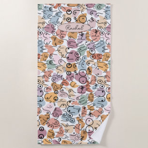 fun woman feminist beach towel