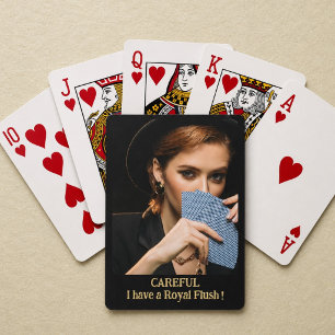 Fun Woman with Royal Flush Photo Gift Playing Cards