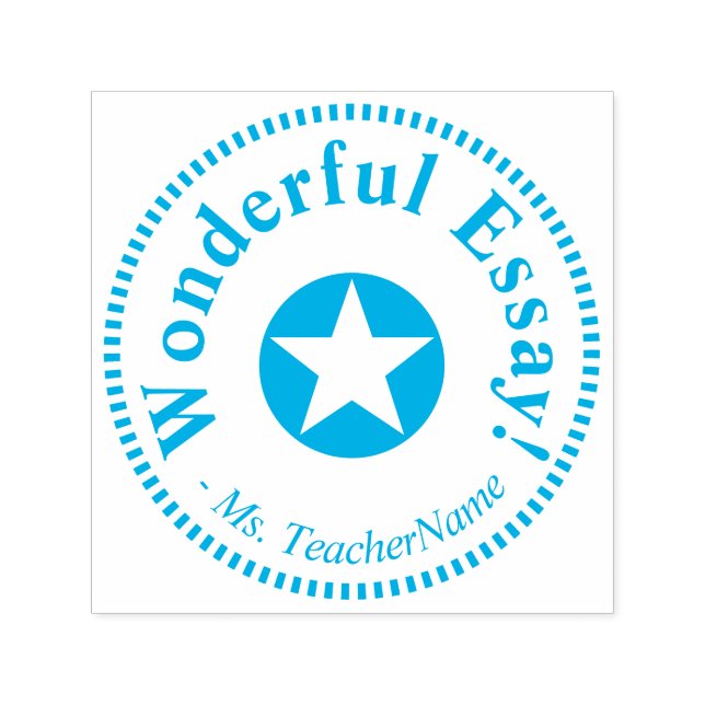Fun "Wonderful Essay!" + Custom Tutor Name Self-inking Stamp (Design)