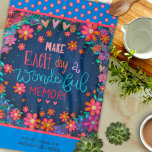 Fun Wonderful Memory Quote Floral Custom  Tea Towel<br><div class="desc">Pretty Colourful Floral Handwritten Quote Personalised Towels. These pretty chic towels are perfect to add some joy to your kitchen. Whether you're a seasoned chef or an aspiring home cook, these towels make the perfect companion for any culinary adventure. They also make delightful gifts for friends and family who appreciate...</div>