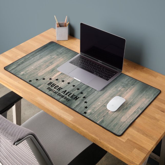 Fun Wood & Stars Western Look Name & Title Desk Mat (Office 2)