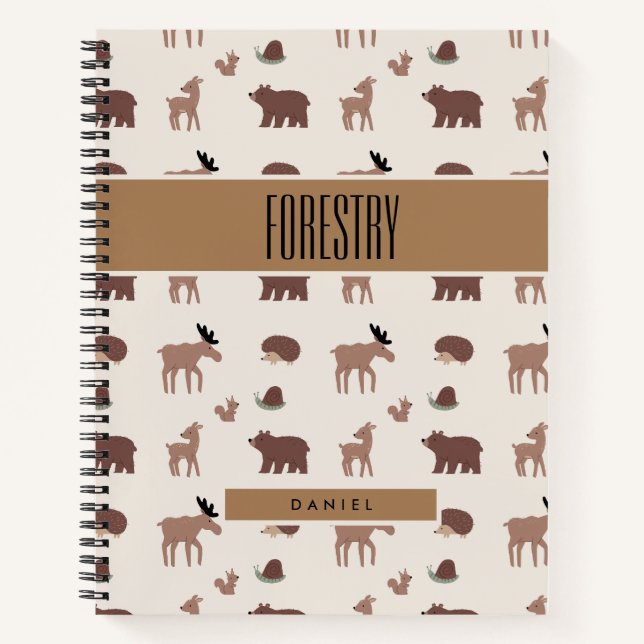 Fun Woodland BOHO Wildlife Subject Notebook (Front)