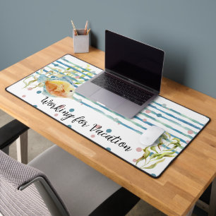 Fun "Working forVacation", Watercolor Fish Desk Mat