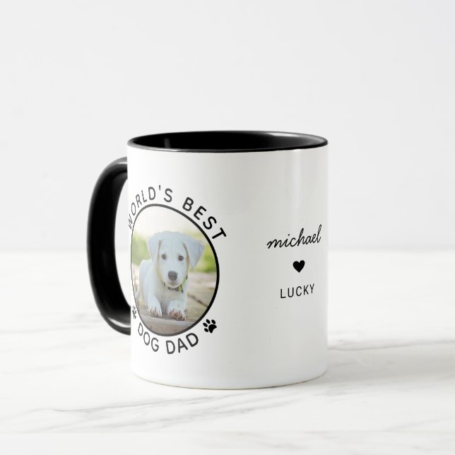 Fun World's Best Dog Dad Personalised Name Photo Mug (Front Left)