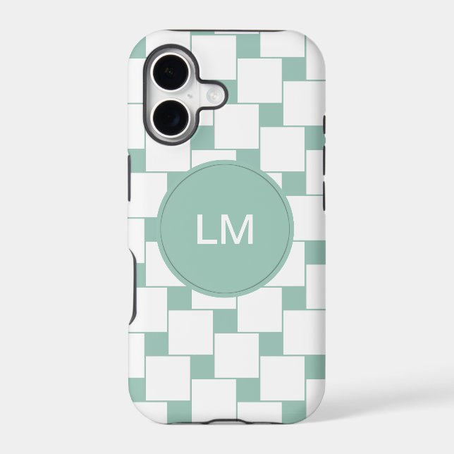 Fun Woven Squares Mint Green (Back)