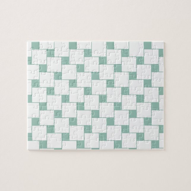 Fun Woven Squares Mint Green Jigsaw Puzzle (Horizontal)