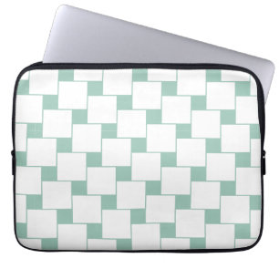 Fun Woven Squares Mint Green Laptop Sleeve