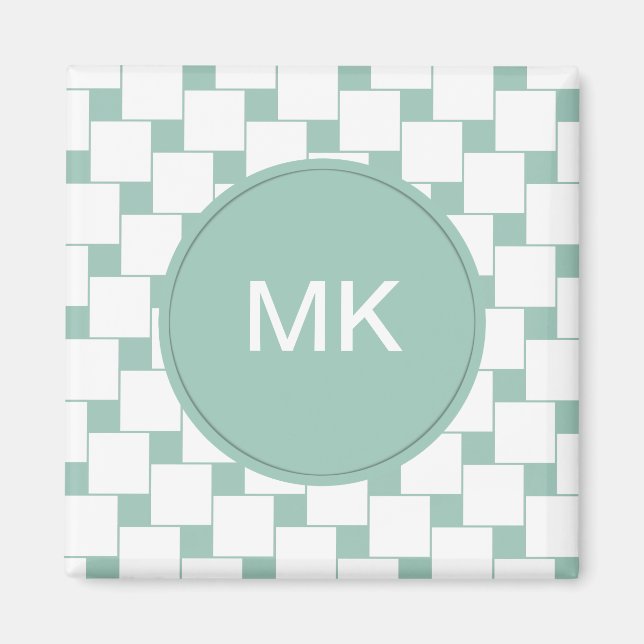 Fun Woven Squares Mint Green Magnet (Front)