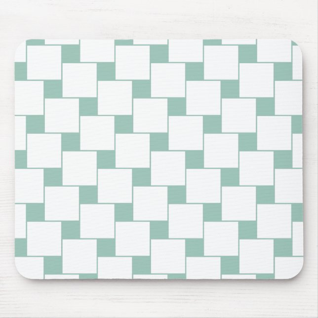 Fun Woven Squares Mint Green Mouse Mat (Front)