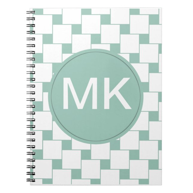 Fun Woven Squares Mint Green Notebook (Front)