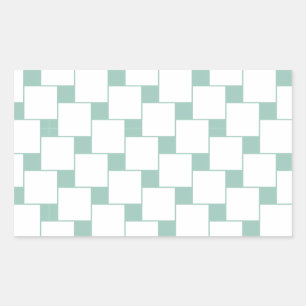Fun Woven Squares Mint Green Rectangular Sticker
