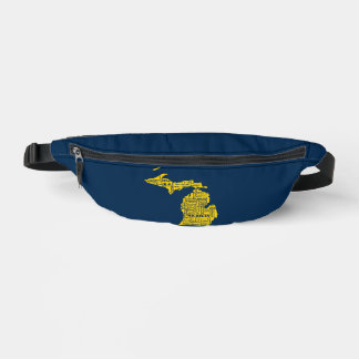 Fun Yellow and Navy Blue State of Michigan cities Bum Bags
